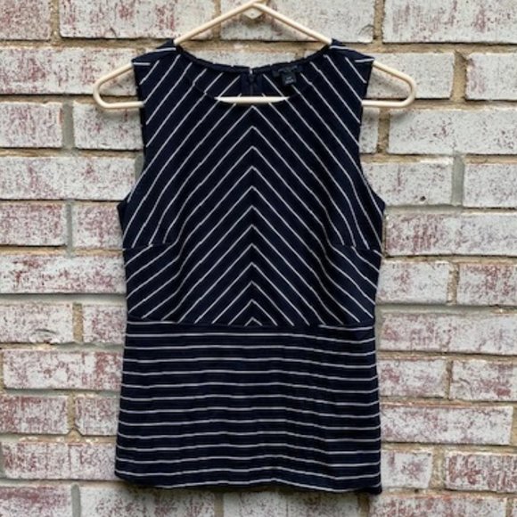 Ann Taylor Tops - Ann Taylor navy blue striped sleeveless top size XSP